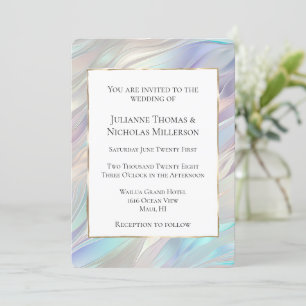 Invitation Mariage blanc Aqua Blue Purple Pearl