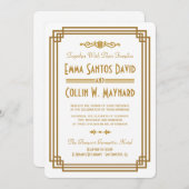 Invitation Mariage blanc Art déco simple invite (Devant / Derrière)