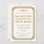 Invitation Mariage blanc Art déco simple invite (Devant)
