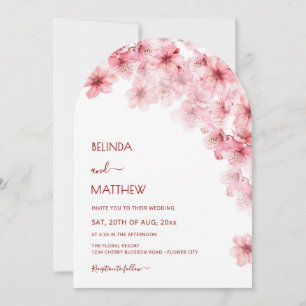 Invitation Mariage Blanc aux Arches de Fleurs de Cerisier