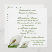 Invitation Mariage blanc aux fleurs de Calla Lily (Devant / Derrière)