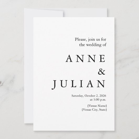 Invitation Mariage Blanc avec photo et code QR (Devant)
