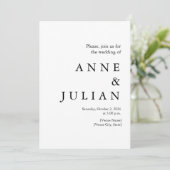 Invitation Mariage Blanc avec photo et code QR (Debout devant)
