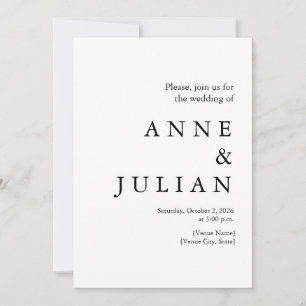 Invitation Mariage Blanc avec photo et code QR