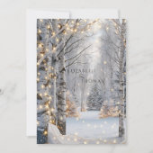 Invitation Mariage Blanc Birch Arbres Neige Jolies lumières (Devant)