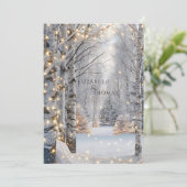 Invitation Mariage Blanc Birch Arbres Neige Jolies lumières (Debout devant)