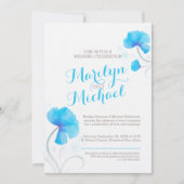 Invitation Mariage blanc bleu fleur sauvage Aquarelle (Devant)