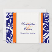 Invitation mariage blanc bleu orangé (Devant)