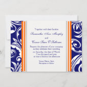 Invitation mariage blanc bleu orangé (Dos)