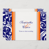 Invitation mariage blanc bleu orangé (Devant / Derrière)