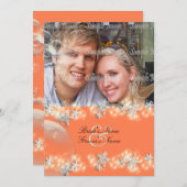 Invitation mariage blanc bleu orangé d'étoile (Devant / Derrière)