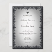 Invitation Mariage Blanc Bordure de Fer Gothique Victorien (Devant)
