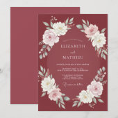 Invitation Mariage Blanc Bourgeon de Renoncule et Eucalyptus (Devant / Derrière)