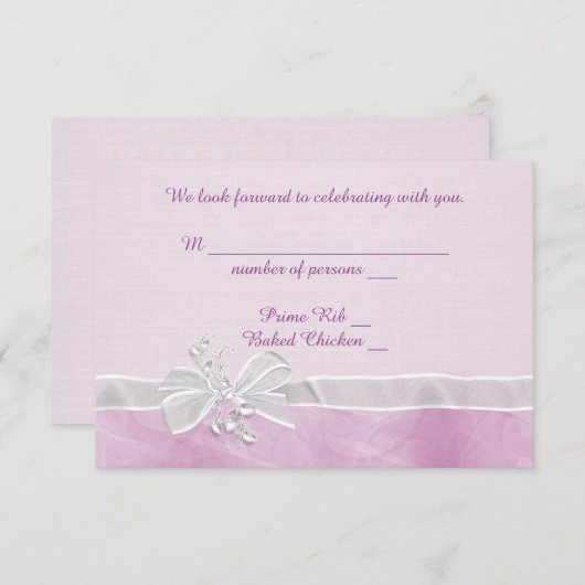 Invitation Mariage blanc Bow RSVP (Devant / Derrière)