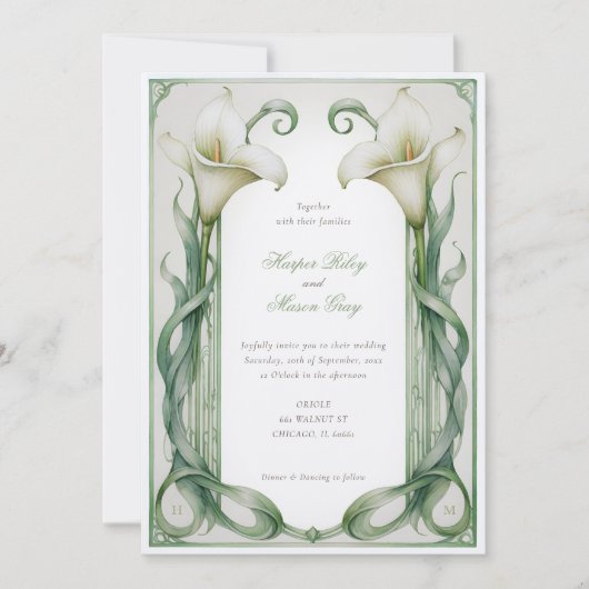 Invitation Mariage blanc Calla Lily Elegance (Devant)