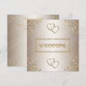 Invitation Mariage Blanc Cassé avec Bordures Dorée (Devant / Derrière)