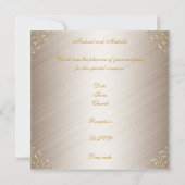 Invitation Mariage Blanc Cassé avec Bordures Dorée (Dos)