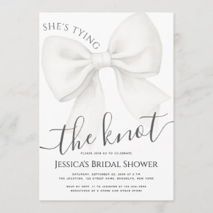 Invitation Mariage Blanc Cérémonie de Noces Elle Noue le Nœud
