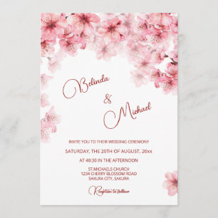 Invitation Mariage Blanc Cerisier en Fleur