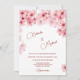 Invitation Mariage Blanc Cerisier Fleurissant
