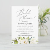 Invitation Mariage Blanc Champagne Floral (Debout devant)