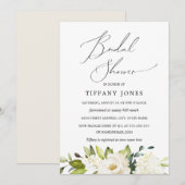 Invitation Mariage Blanc Champagne Floral (Devant / Derrière)