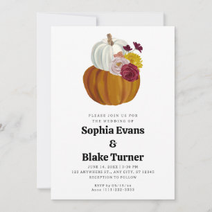 Invitation Mariage blanc Citrouille blanc orange et blanc