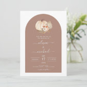Invitation Mariage Blanc Citrouilles Boho Terracotta (Debout devant)