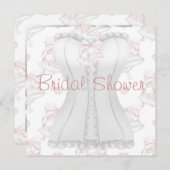 Invitation Mariage blanc Corset rose cloches Fête des mariées (Devant / Derrière)