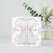 Invitation Mariage blanc Corset rose cloches Fête des mariées (Debout devant)
