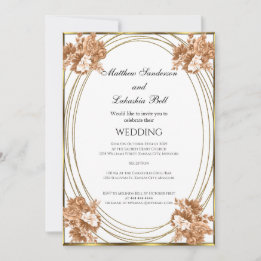 Invitation Mariage Blanc Couleurs d'Automne Fleurs Or