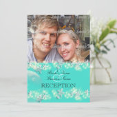 Invitation Mariage blanc de bleu de turquoise d'étoiles de (Debout devant)