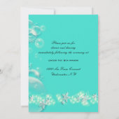 Invitation Mariage blanc de bleu de turquoise d'étoiles de (Dos)