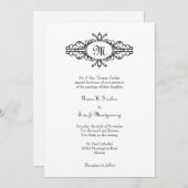 Invitation Mariage blanc de cadre de noir simple baroque de (Devant / Derrière)