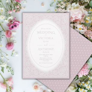 Invitation Mariage Blanc de Dentelle Vintage Violet