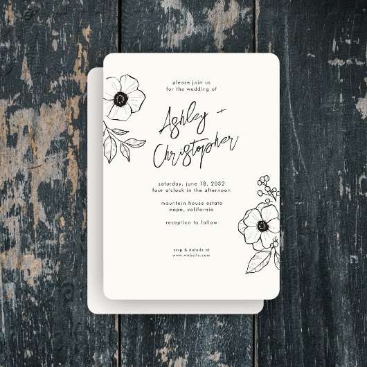 Invitation Mariage blanc de lait végétal végétal minimal