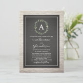 Invitation Mariage blanc de monogramme de guirlande de brique (Debout devant)