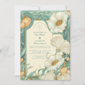 Invitation Mariage blanc de pavot Art nouveau (Devant)