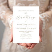 Invitation Mariage blanc de script or moderne