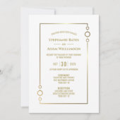 Invitation Mariage blanc de texte or moderne (Devant)