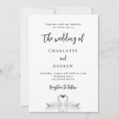 Invitation Mariage blanc élégant couple de cygne (Devant)