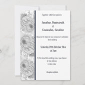 Invitation Mariage BLANC EN ARGENT BLANC FLORAL ROSE (Devant)