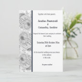 Invitation Mariage BLANC EN ARGENT BLANC FLORAL ROSE (Debout devant)