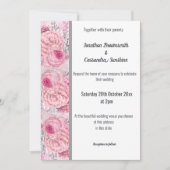 Invitation Mariage BLANC EN ARGENT ROSE ROSE FLORAL (Devant)