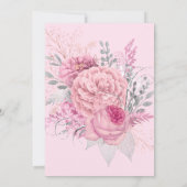Invitation Mariage BLANC EN ARGENT ROSE ROSE FLORAL (Dos)