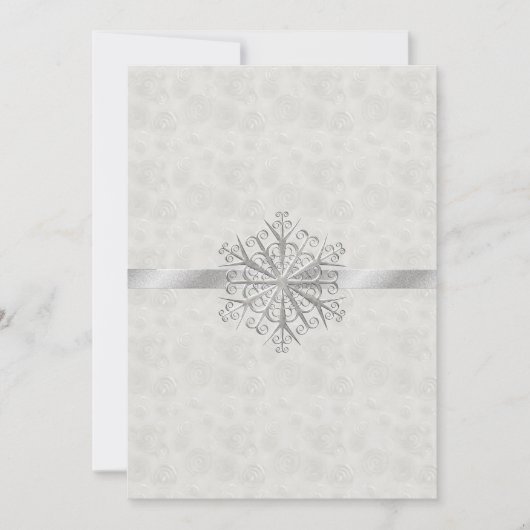 Invitation Mariage blanc et argenté d'hiver de flocon de (Devant)