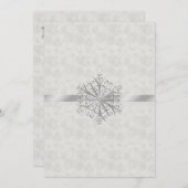Invitation Mariage blanc et argenté d'hiver de flocon de (Devant / Derrière)