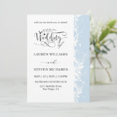 Invitation Mariage Blanc Et Bleu Clair Personnalisé (Debout devant)