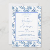 Invitation Mariage Blanc et Bleu de Style Chinois (Devant)