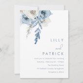 Invitation Mariage blanc et bleu foncé moderne (Devant)